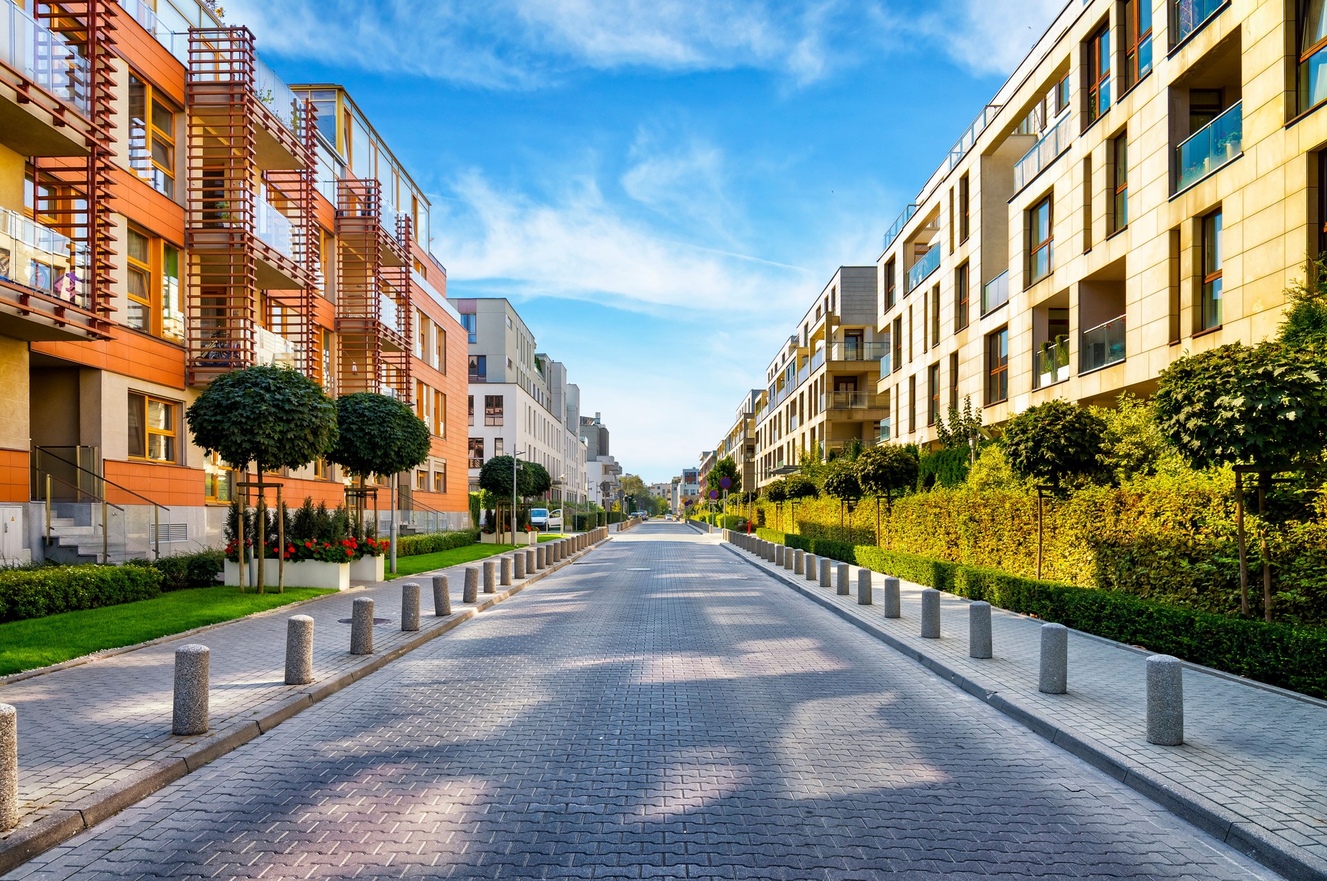 Modern complex of apartment buildings, Wilanow districk in Warsaw, Poland