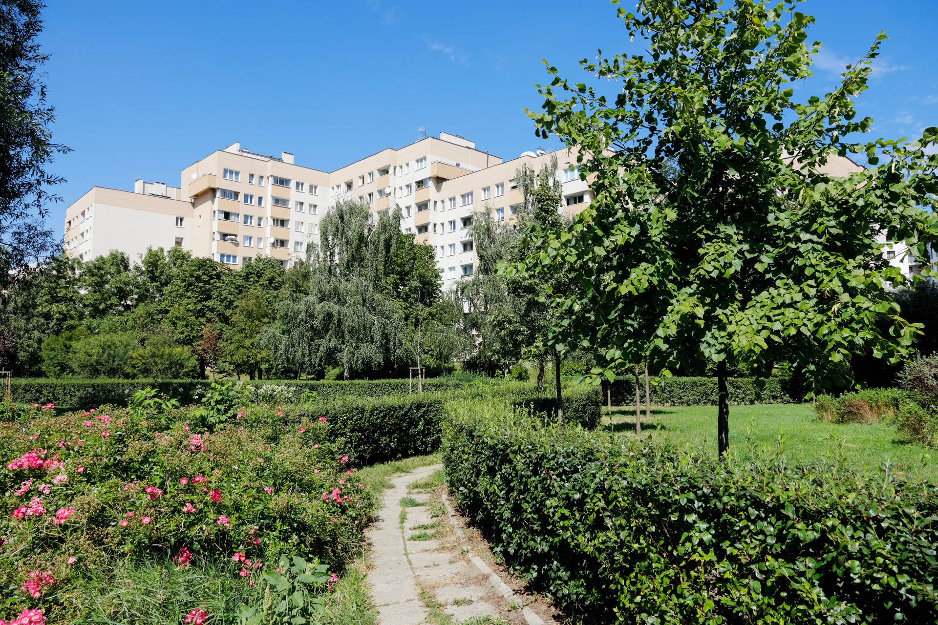 Lush nature as part of the Goclaw housing estate, Warsaw, Poland